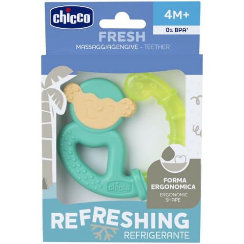 ​​​​​​​Chicco Refreshing Teether with Ergonomic Shape 4m+ Δροσιστικός Κρίκος Οδοντοφυίας με Εργονομική Λαβή που Ανακουφίζει τα Ούλα του Μωρού 1 Τεμάχιο - Πράσινο